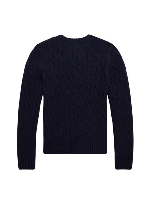 Maglione Bambina blu con orlo a coste POLO RALPH LAUREN | 313877375006